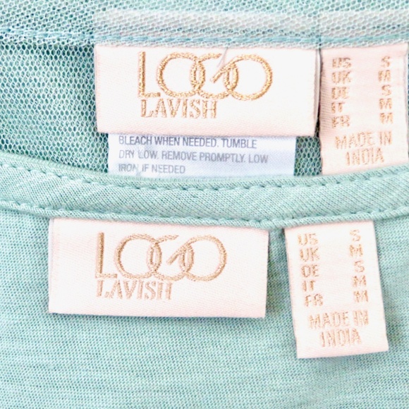 NEW! LOGO Lavish Lori Goldstein Embroidered Mesh Tunic Blouse Sage Green SZ S - Picture 7 of 9